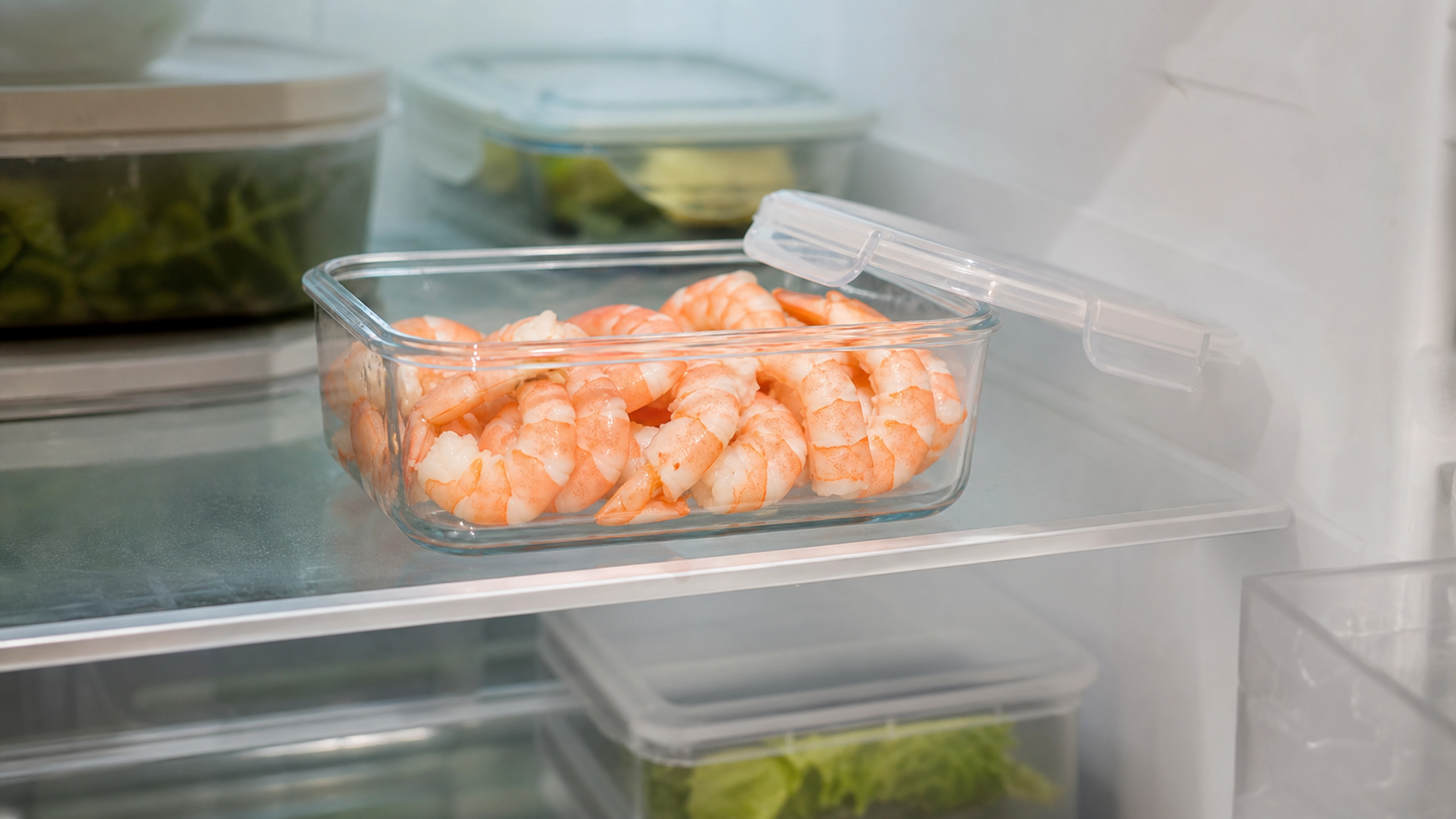 Illustration éditoriale pour l’article « Réussir la conservation de vos crevettes cuites au frigo »