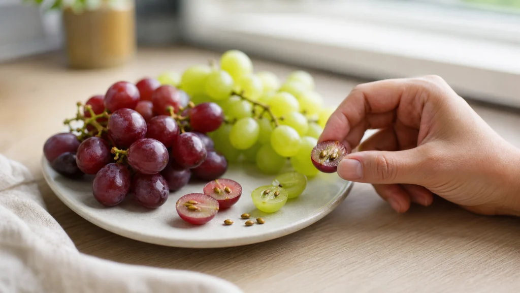Illustration éditoriale pour l’article « Manger les pépins de raisin : quels sont leurs bienfaits »