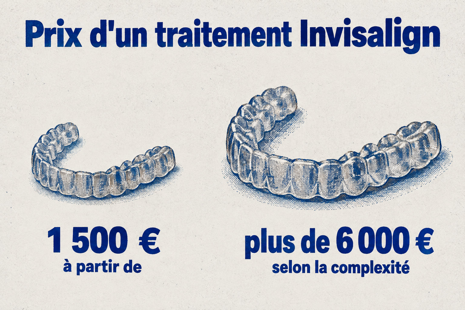 Le prix d’un traitement Invisalign va de 1 500 € à plus de 6 000 € selon la complexité.