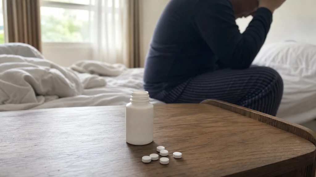 Illustration éditoriale pour l’article « Zolpidem : comprendre les risques de ce médicament puissant »